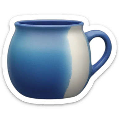 Pottery mug blue sticker