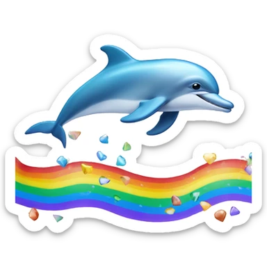 Dolphin jumping over a rainbow sticker