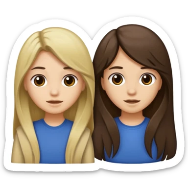 bestiess one with dark brown hair and one with dirty blonde hair long hair for both of them sticker