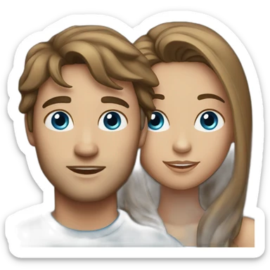 Brunette couple (blue eyed) guy has long hair sticker