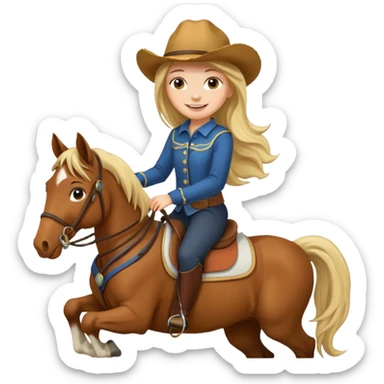 smiling girl with long hair riding horse sticker