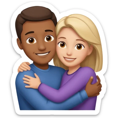Two people hugging facing each other, one male one female sticker