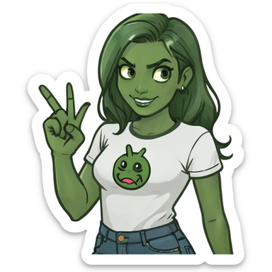 Girl sticking out her middle finger sticker