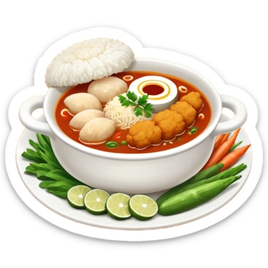 Nasi + Kuah tomyam + Ayam goreng + Sup sayur sticker