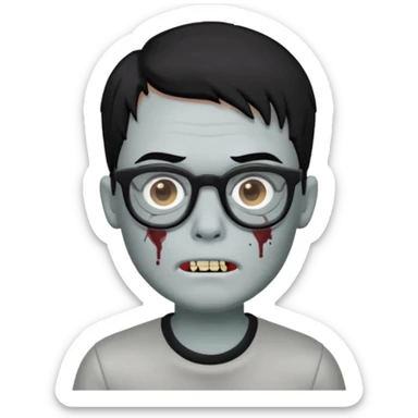 zombie boy with black hair and glasses bitmoji sticker