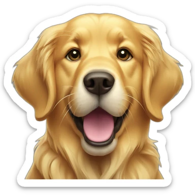 Golden retriever shooting a watergun sticker