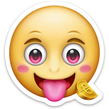 Money emoji with heat eyes and pink tounge sticker