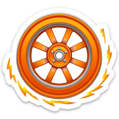 a car wheel from under which sparks fly sticker