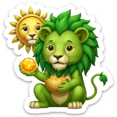 Alchemist style green lion eating sun sticker