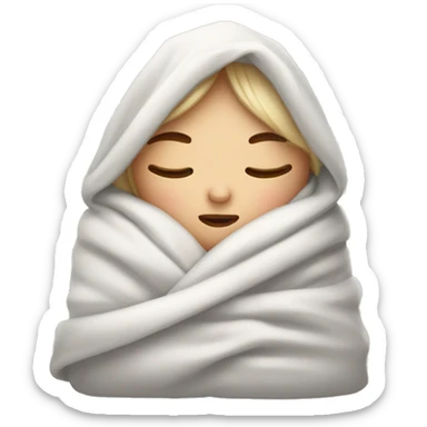 Cozy white girl wrapped in blanket with her eyes closed  sticker