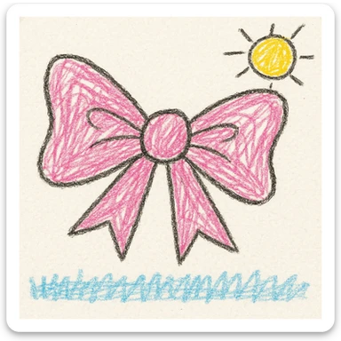 pink gothic bow, children doodle style, playful and simple, hand drawn sticker