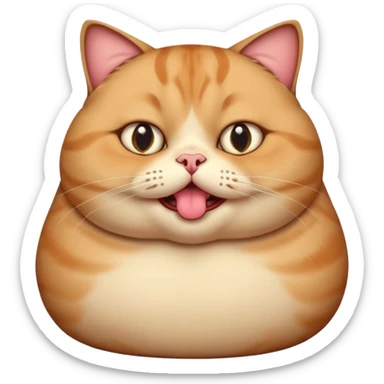 fat obese cat with giant eyes and giant tongue out sticker