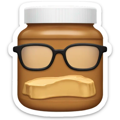 Peanutbutter jar with glasses sticker