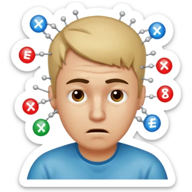 super stressed out guy doing math and stressing out sticker