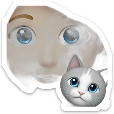 a-girl-with-blonde-hair-and-blue-eyes,-a-white-cat-and-a-gray-cat sticker