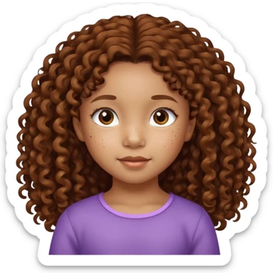 5 year old blasian girl with long brown curly hair sticker
