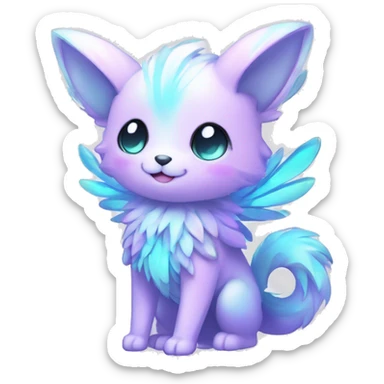Shiny Shy Cool Colorful Pastel beautiful fantasy Kawaii Ethereal Sona Fakemon-animal Full Body sticker