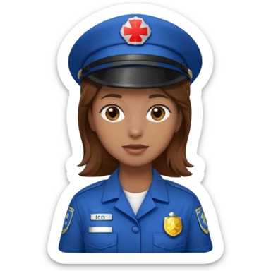 brown hair girl emergency worker sticker