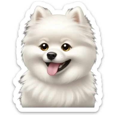 girl smiling hug white pomeranian sticker