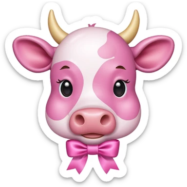 Pink cow with ribbon sticker