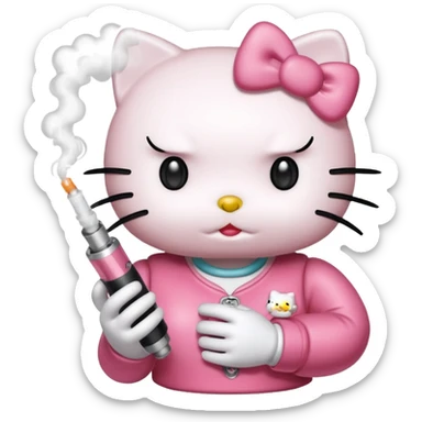 Hello kitty hitting the vape  sticker
