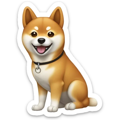 Shiba Inu emoji showcasing its playful nature with key features like triangular ears, alert eyes, and a curled tail. Ensure it conveys independence and charm, evoking joy and curiosity in dog enthusiasts. sticker