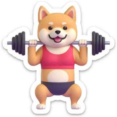 cute shiba inu, lifting weights sticker