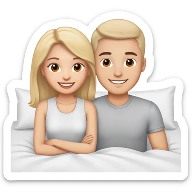 man and woman on the bed  sticker