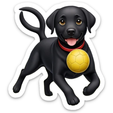 black lab playing ball  sticker