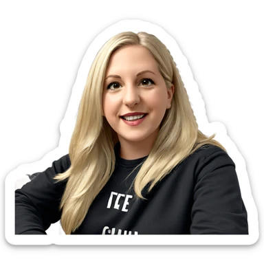 smiling girl with blonde hair sticker