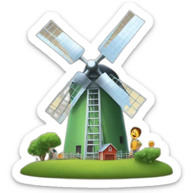 The children saw a large windmill pumping energy sticker