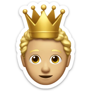 golden crown on top of raised eyebrow face sticker