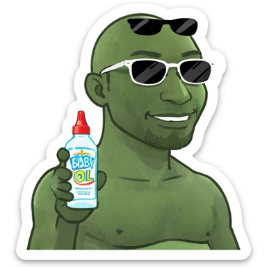 African American man with baby oil  sticker