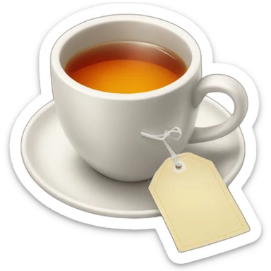 cup of tea with a tea bag tag sticker