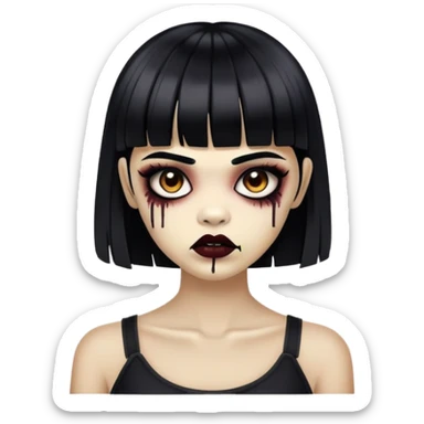 zumbi girl de cabelo preto chanel e franja sticker