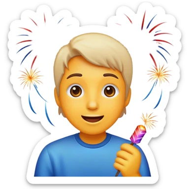 excited classic emoji style face watching fireworks sticker