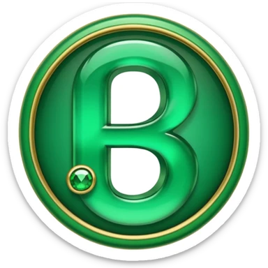 Create a custom emoji badge featuring a stylized, glossy letter “S”. Theme it according to the Emerald rank from League of Legends. Use deep green gemstones, bright emerald glows, and polished metallic framing. Luxurious and clean. sticker