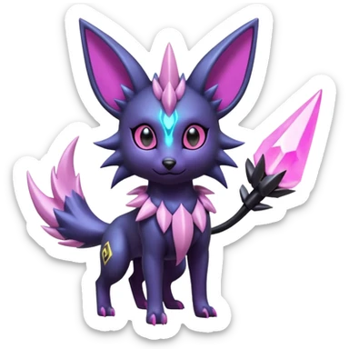 White and magenta pastel soft glossy smooth alloy divine holy legendary epic ethereal fantasy cyperpunk futuristic feral Manectric-Luxray-Umbreon-Espeon-Amaura-Electrike-fusion-creature  sticker