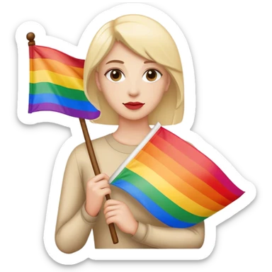 woman with lgbt flag sticker