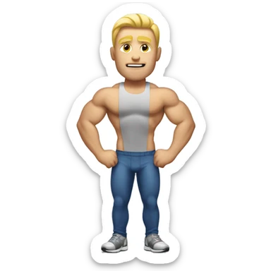 White man with lean body builder muscles sticker