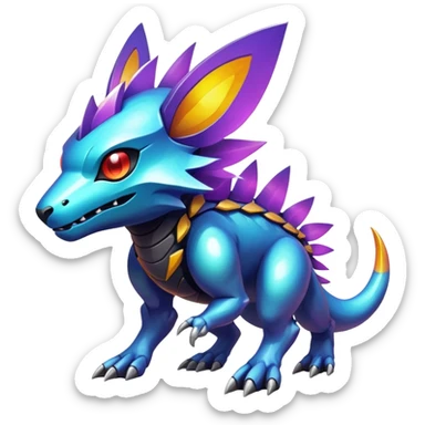  exotic tropical iridescent cyber-Protogen-Fakémon-Pokémon-Vernid-creature sticker