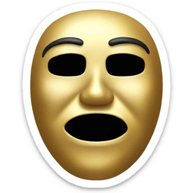 golden COMEDY MASK with black background with scary white eyes sticker