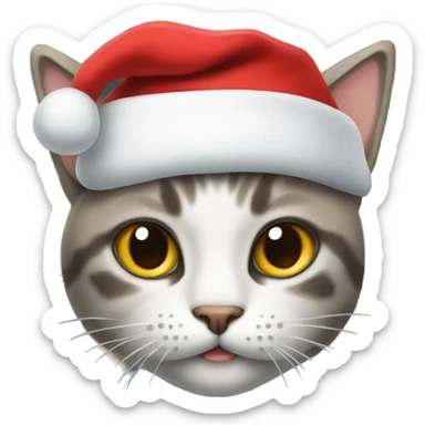 cat with santa hat sticker