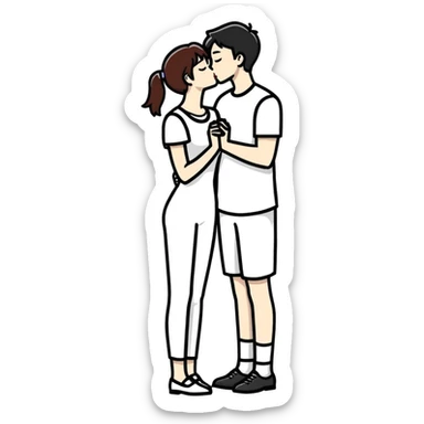 couple kissing on the lips sticker