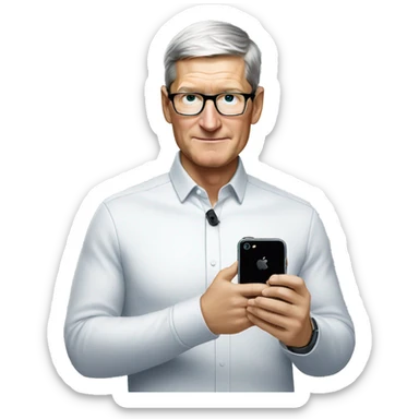 tim cook holding iphone sticker
