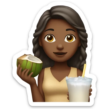 Girl with coconut drink in her hand  sticker