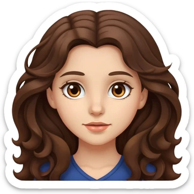Girl with brunette wavy long hair with brown eyes sticker