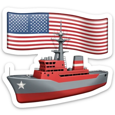 Very realistic American modern warship with little flag sticker