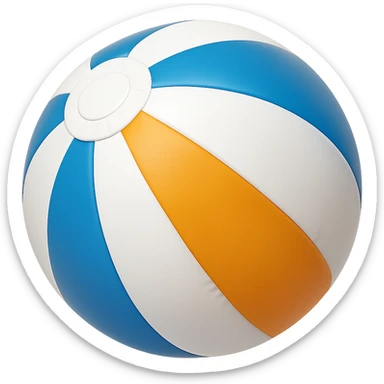 Edit the beach ball to have blue, orange, and white segments, keeping the original style of the image. No background. sticker