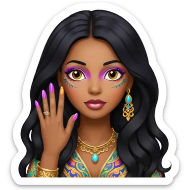 nail art black woman long hair sticker